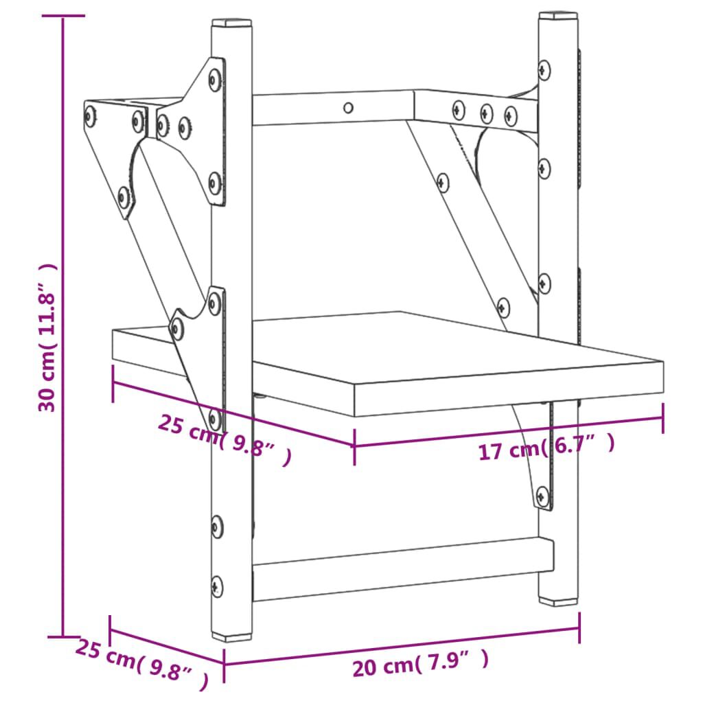 vidaXL Ράφια Τοίχου με Μπάρα 2 τεμ. Sonoma Δρυς 20 x 25 x 30 εκ.