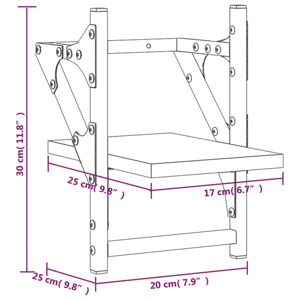 vidaXL Ράφια Τοίχου με Μπάρα 2 τεμ. Sonoma Δρυς 20 x 25 x 30 εκ.