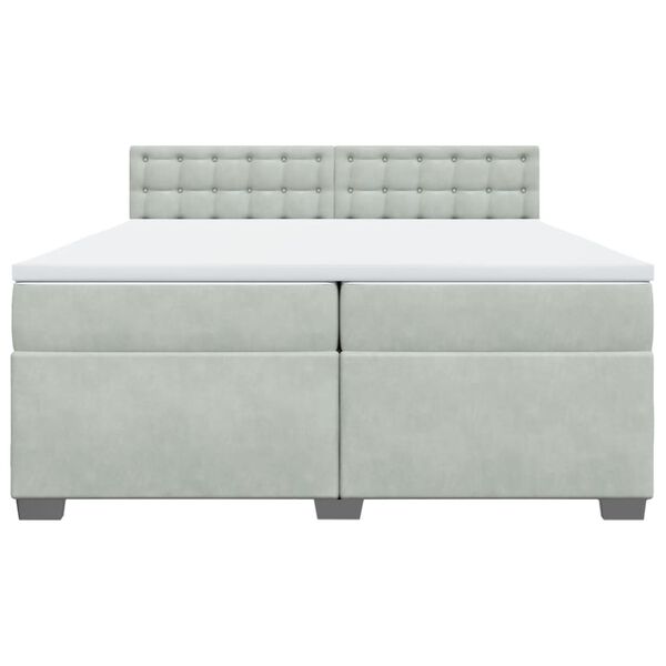 vidaXL Κρεβάτι Boxspring με Στρώμα Ανοιχτό Γκρι 200x200 εκ. Βελούδινο