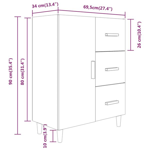 vidaXL Ντουλάπι Γκρι Sonoma 69,5 x 34 x 90 εκ. από Επεξεργασμένο Ξύλο