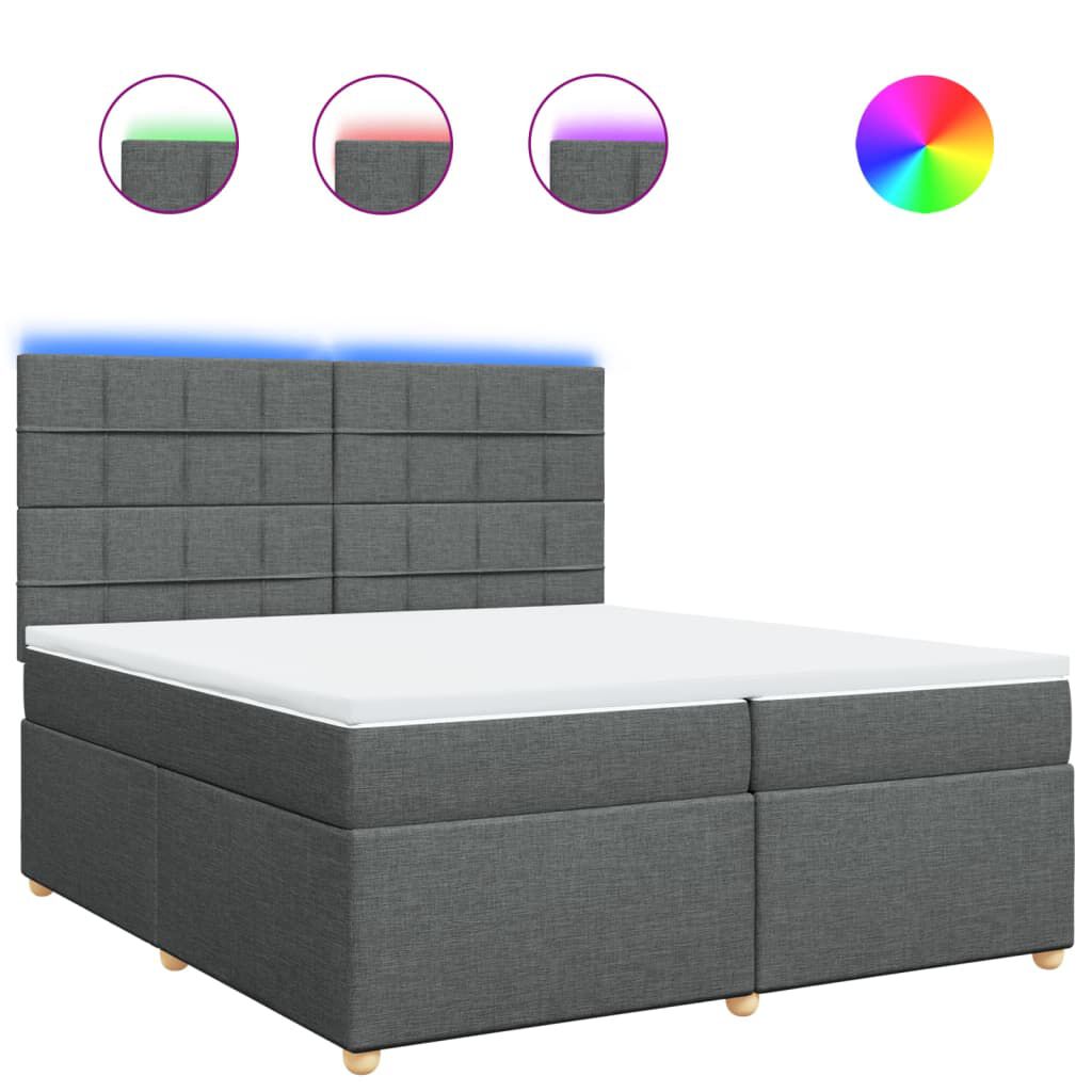 vidaXL Κρεβάτι Boxspring με Στρώμα Σκούρο Γκρι 200x200 εκ. Υφασμάτινο