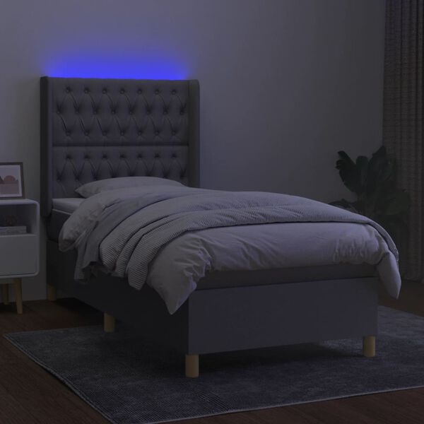 vidaXL &Kappa;&rho;&epsilon;&beta;ά&tau;&iota; Boxspring &mu;&epsilon; &Sigma;&tau;&rho;ώ&mu;&alpha; & LED &Alpha;&nu;.&Gamma;&kappa;&rho;&iota; 90x200 &epsilon;&kappa;. &Upsilon;&phi;&alpha;&sigma;&mu;ά&tau;&iota;&nu;&omicron;