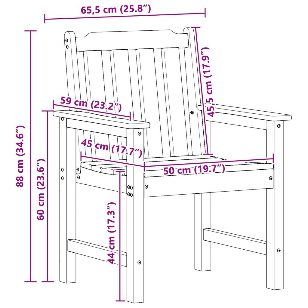 vidaXL Καθίσματα Κήπου 4 τμχ Λευκό 65,5x55,5x88 εκ. HDPE