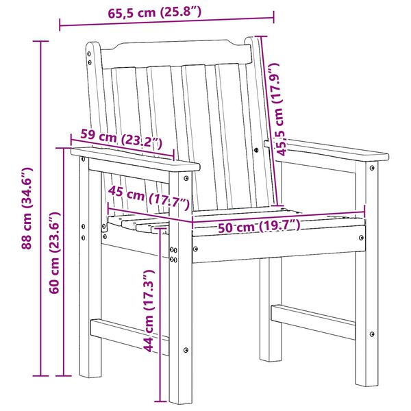 vidaXL Καθίσματα Κήπου 4 τμχ Λευκό 65,5x55,5x88 εκ. HDPE