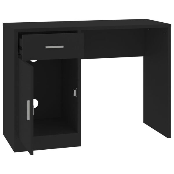 vidaXL Γραφείο με Συρτάρι & Ντουλάπι Μαύρο 100x40x73 εκ. Επεξεργ. Ξύλο