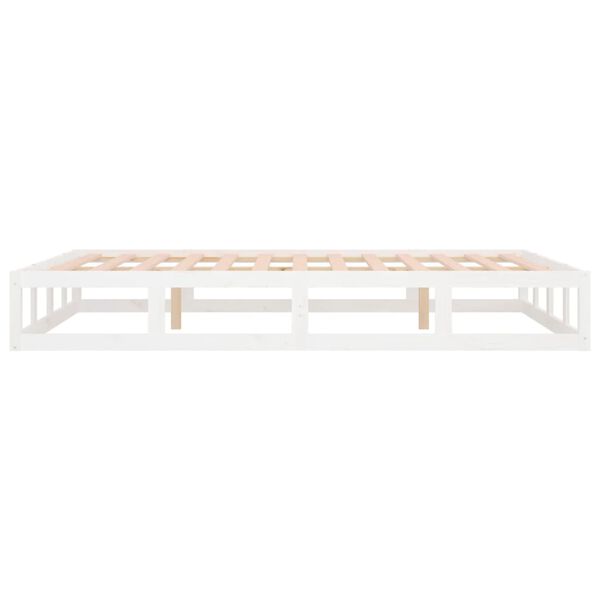 vidaXL Πλαίσιο Κρεβατιού Λευκό 180 x 200 εκ. Μασίφ Ξύλο Super King