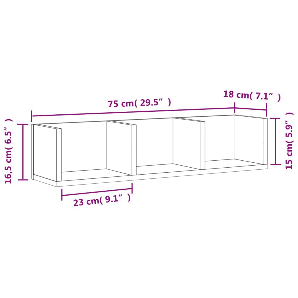 vidaXL Ντουλάπια Τοίχου Καπνιστή δρυς 75x18x16,5 εκ. Επεξ. Ξύλο