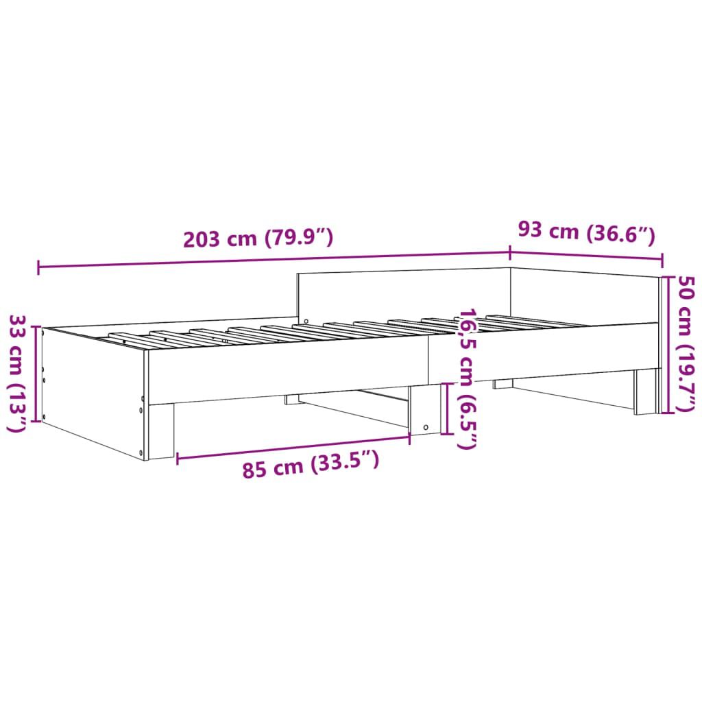 vidaXL Πλαίσιο Κρεβ. Χωρ. Στρώμα Καφέ Δρυς 90x200 εκ. Επεξ. Ξύλο