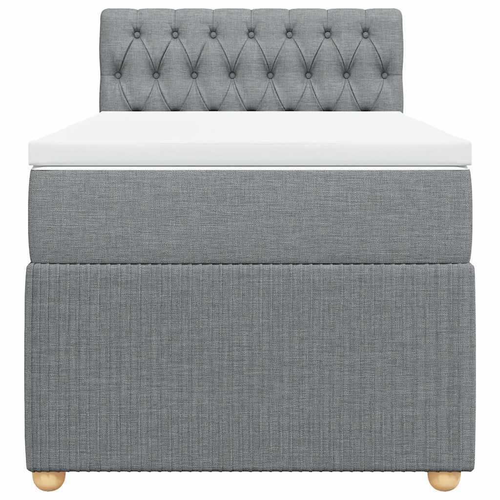 vidaXL Κρεβάτι Boxspring με Στρώμα Ανοιχτό Γκρι 90x190 εκ. Υφασμάτινο