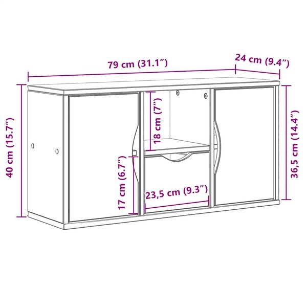 vidaXL Έπιπλο Τηλεόρασης με Συρτάρι ODDA Λευκό 79x24x40εκ. Ξύλο Πεύκου
