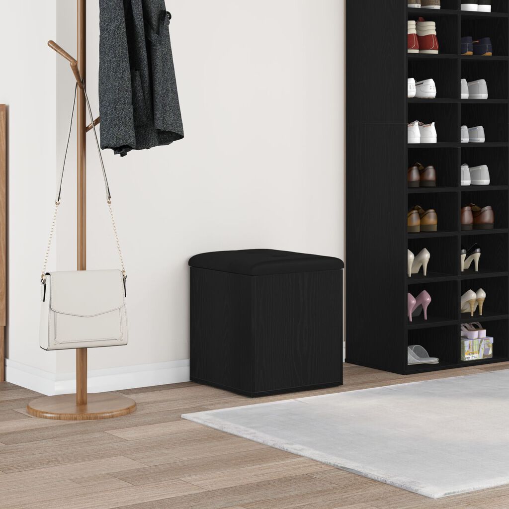 vidaXL Παγκάκι Αποθήκευσης Μαύρη Δρυς 40x40x45 εκ Κατασκευασμένο Ξύλο