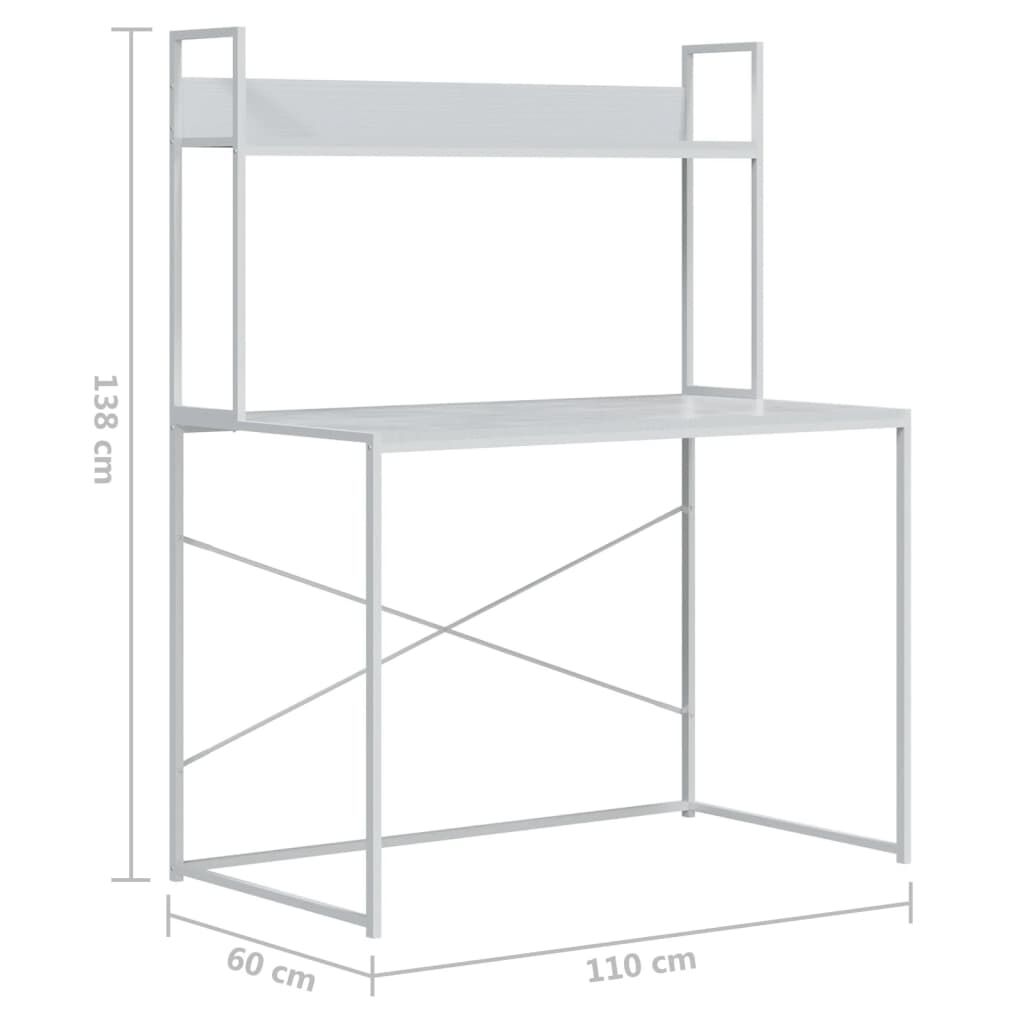 vidaXL Γραφείο Υπολογιστή Λευκό 110 x 60 x 138 εκ. Επεξεργασμένο Ξύλο
