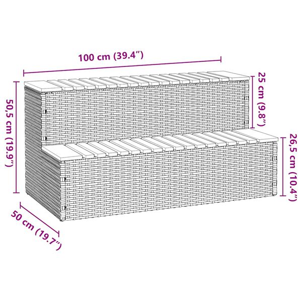 vidaXL Βήμα υδρομασάζ Γκρι 100x50x50,5 εκ. Συνθετικό Ρατάν/Ακακίας