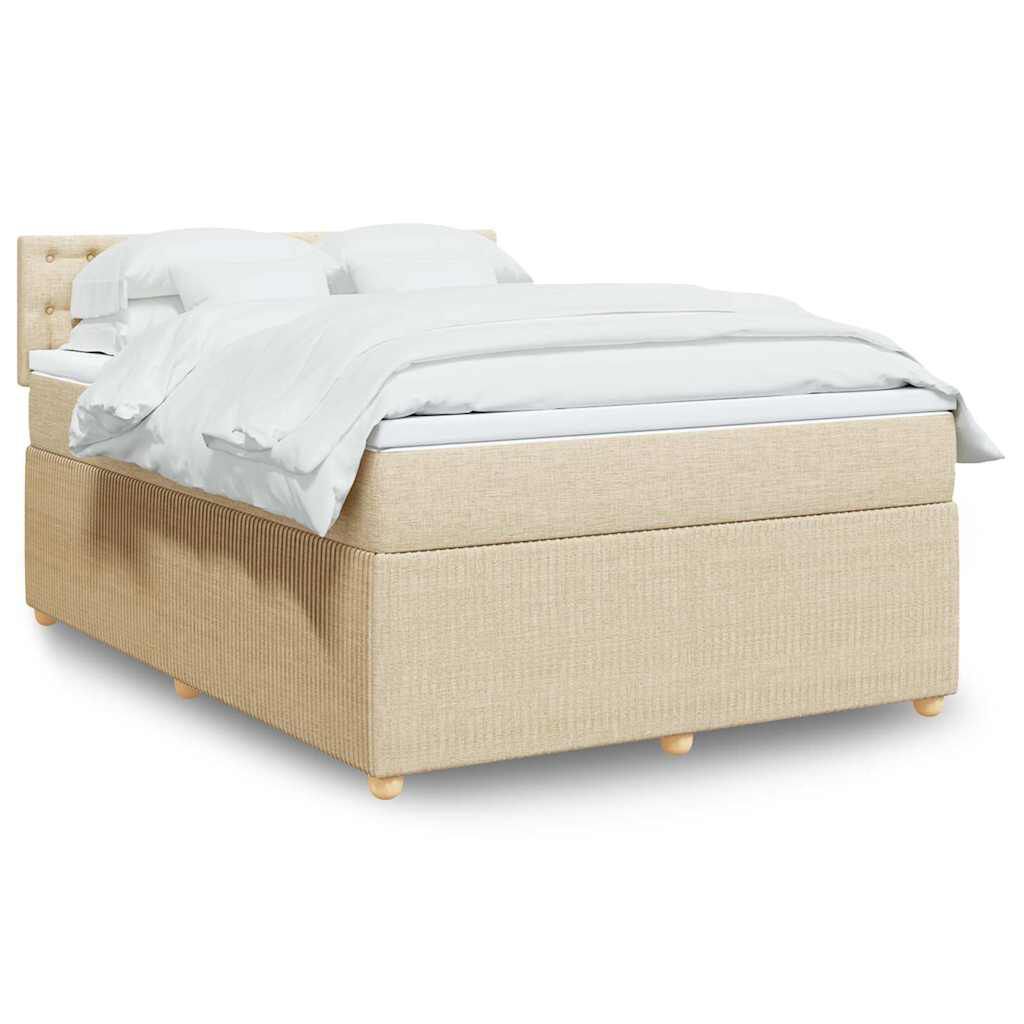 vidaXL Κρεβάτι Boxspring με Στρώμα Κρεμ 140x190 εκ. Υφασμάτινο