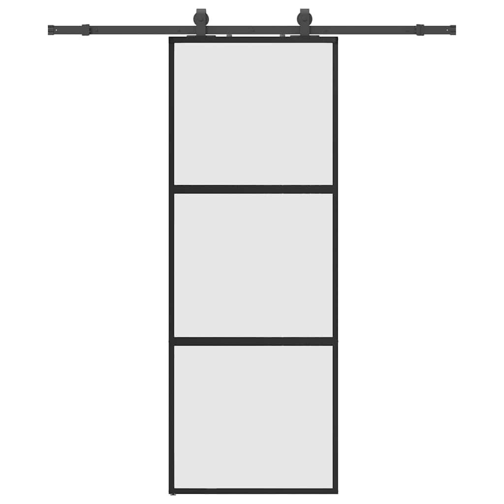 vidaXL Συρόμενη πόρτα με σετ υλικού Μαύρο 76x205 cm γυαλί μετριασμένο