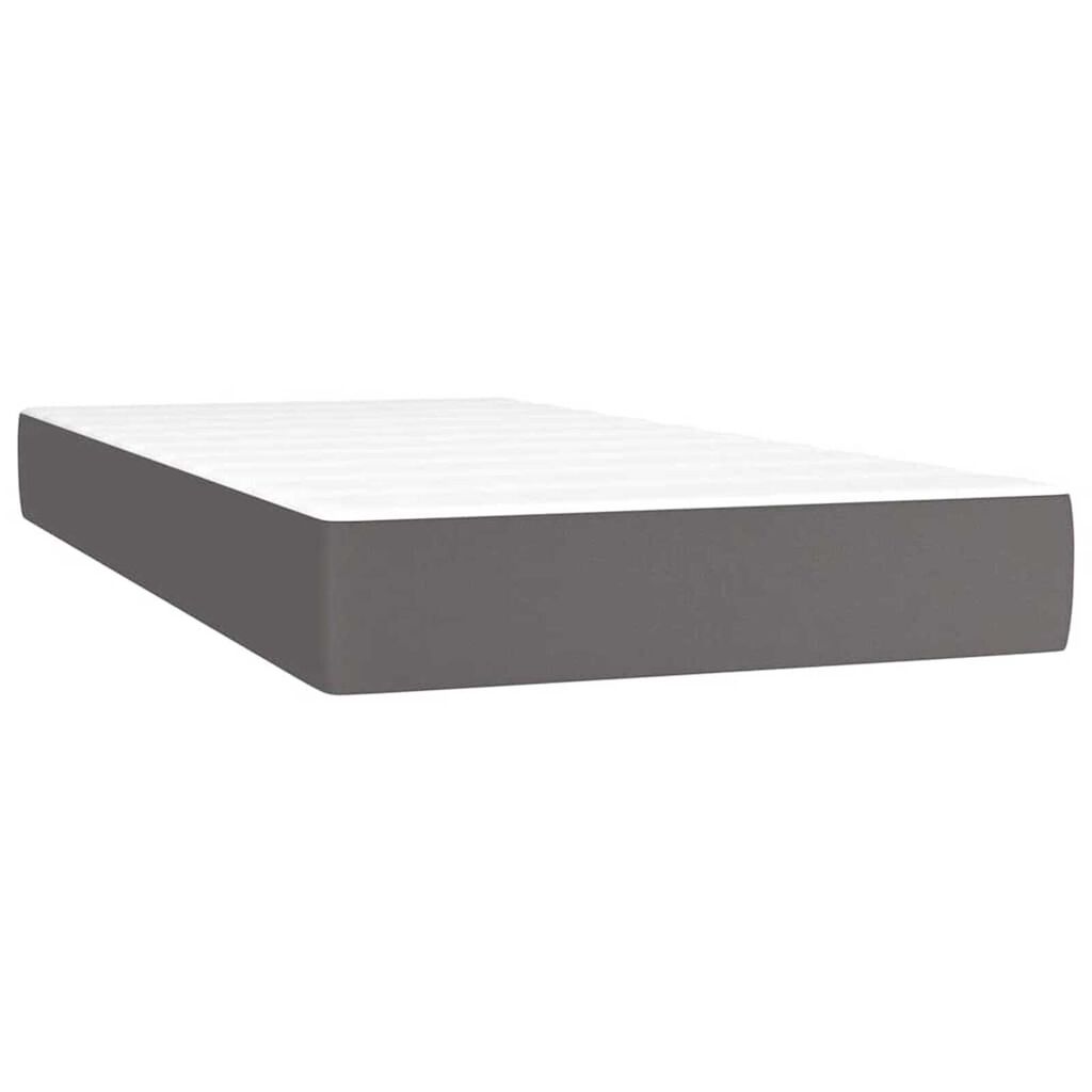 vidaXL Κρεβάτι Boxspring με Στρώμα & LED Γκρι 120x190 εκ. Συνθ. Δέρμα