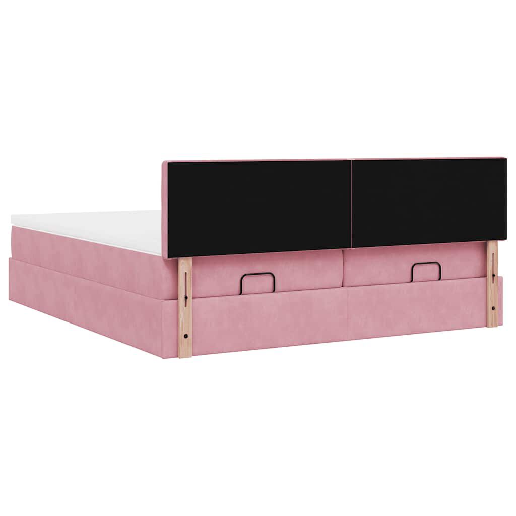 vidaXL Οθωμανικό κρεβάτι με στρώματα ροζ 180x200cm Velvet