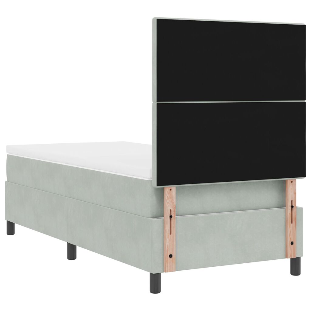 vidaXL Κρεβάτι Box Spring με Στρώμα Ανοιχτό Γκρι 100x200 εκ. Βελούδο