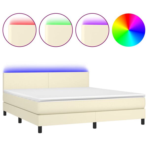 vidaXL &Kappa;&rho;&epsilon;&beta;ά&tau;&iota; Boxspring &mu;&epsilon; &Sigma;&tau;&rho;ώ&mu;&alpha; & LED &Kappa;&rho;&epsilon;&mu; 180x200 &epsilon;&kappa;. &Sigma;&upsilon;&nu;&theta;. &Delta;έ&rho;&mu;&alpha;