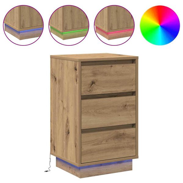 vidaXL Κομοδίνο με artisan δρυς 39 x 34.5 x 65 εκ. Επεξεργασμένο ξύλο