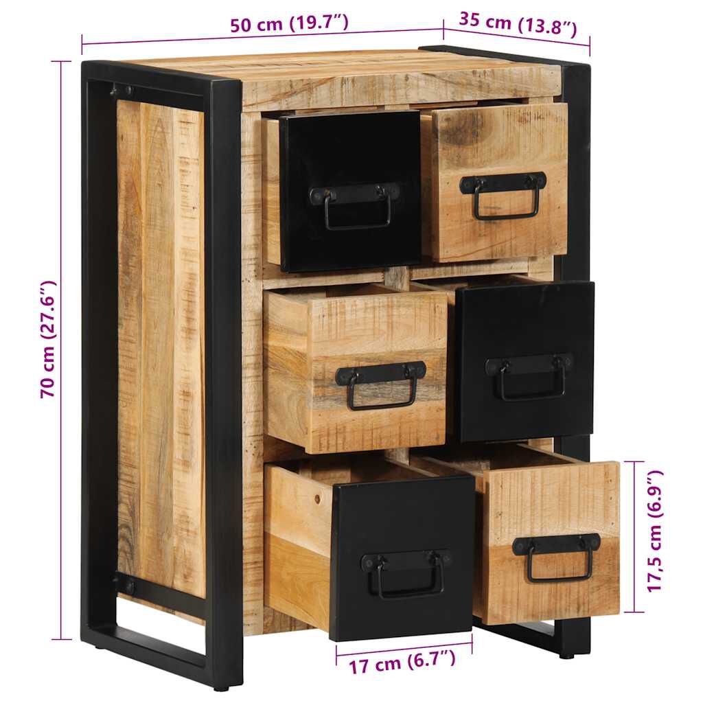 vidaXL Sideboard 50x35x70 cm Στερεό ακατέργαστο ξύλο Mango