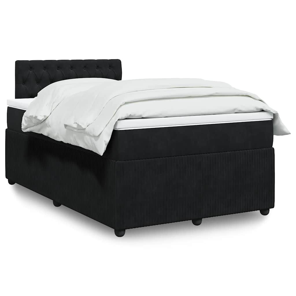 vidaXL Κρεβάτι Boxspring με Στρώμα Μαύρο 120 x 200 εκ. Βελούδινο