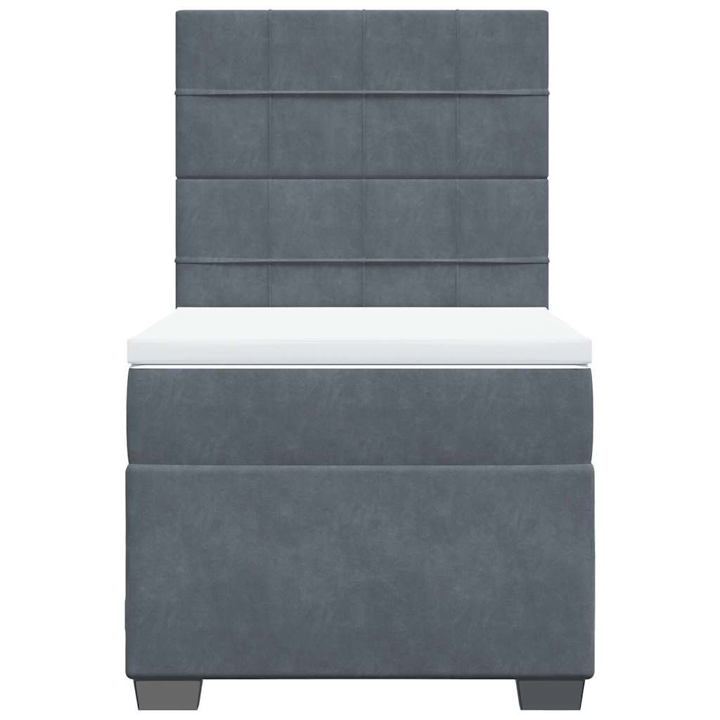 vidaXL Κρεβάτι Boxspring με Στρώμα Σκούρο Γκρι 80x200 εκ. Βελούδινο