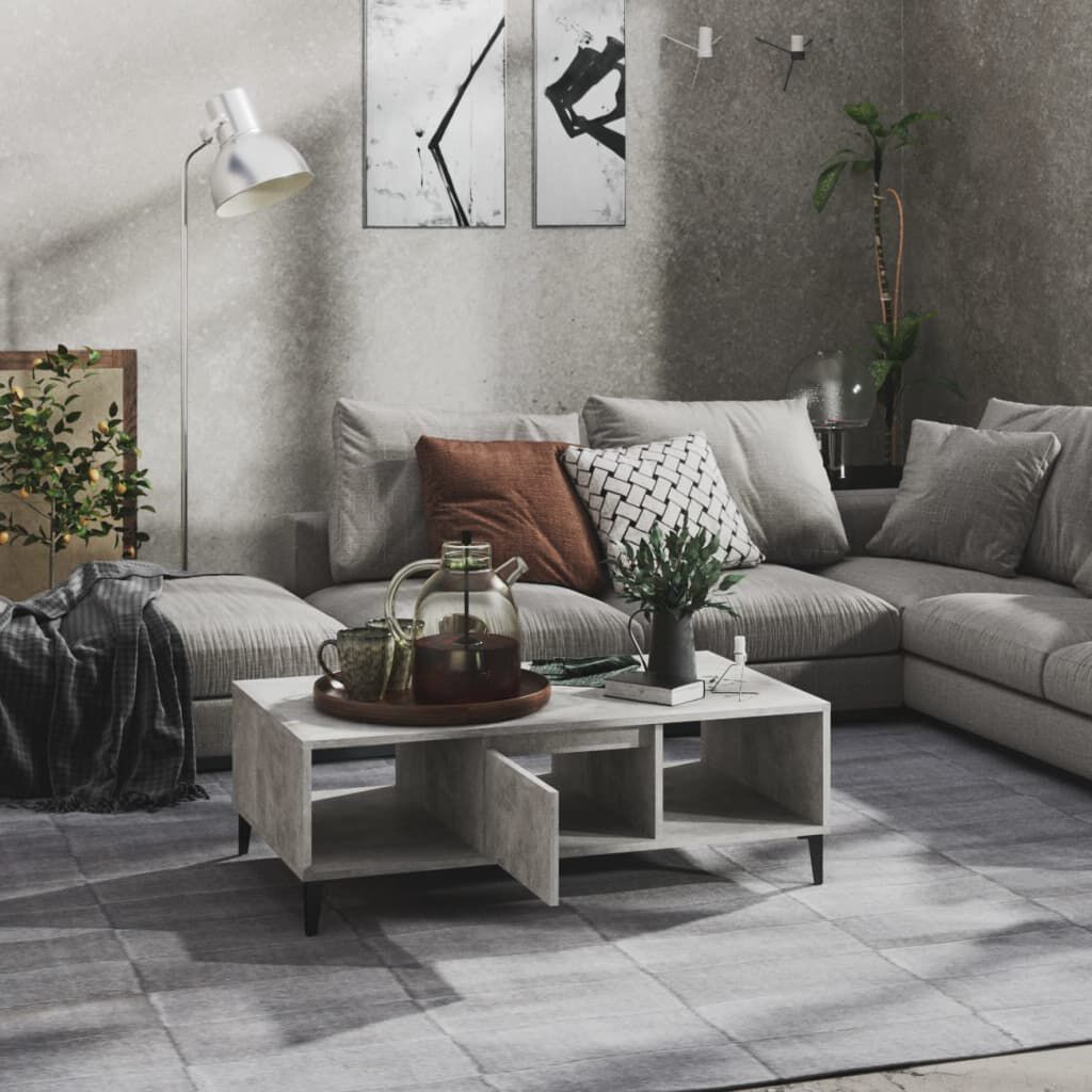 vidaXL Τραπεζάκι Σαλονιού Γκρι Σκυροδέματος 103,5x60x35 εκ Επεξ. Ξύλο