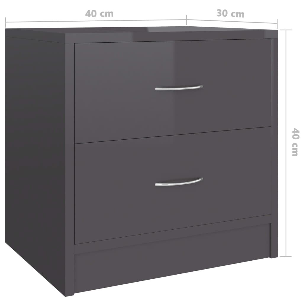 vidaXL Κομοδίνο Γυαλιστερό Γκρι 40 x 30 x 40 εκ. από Μοριοσανίδα