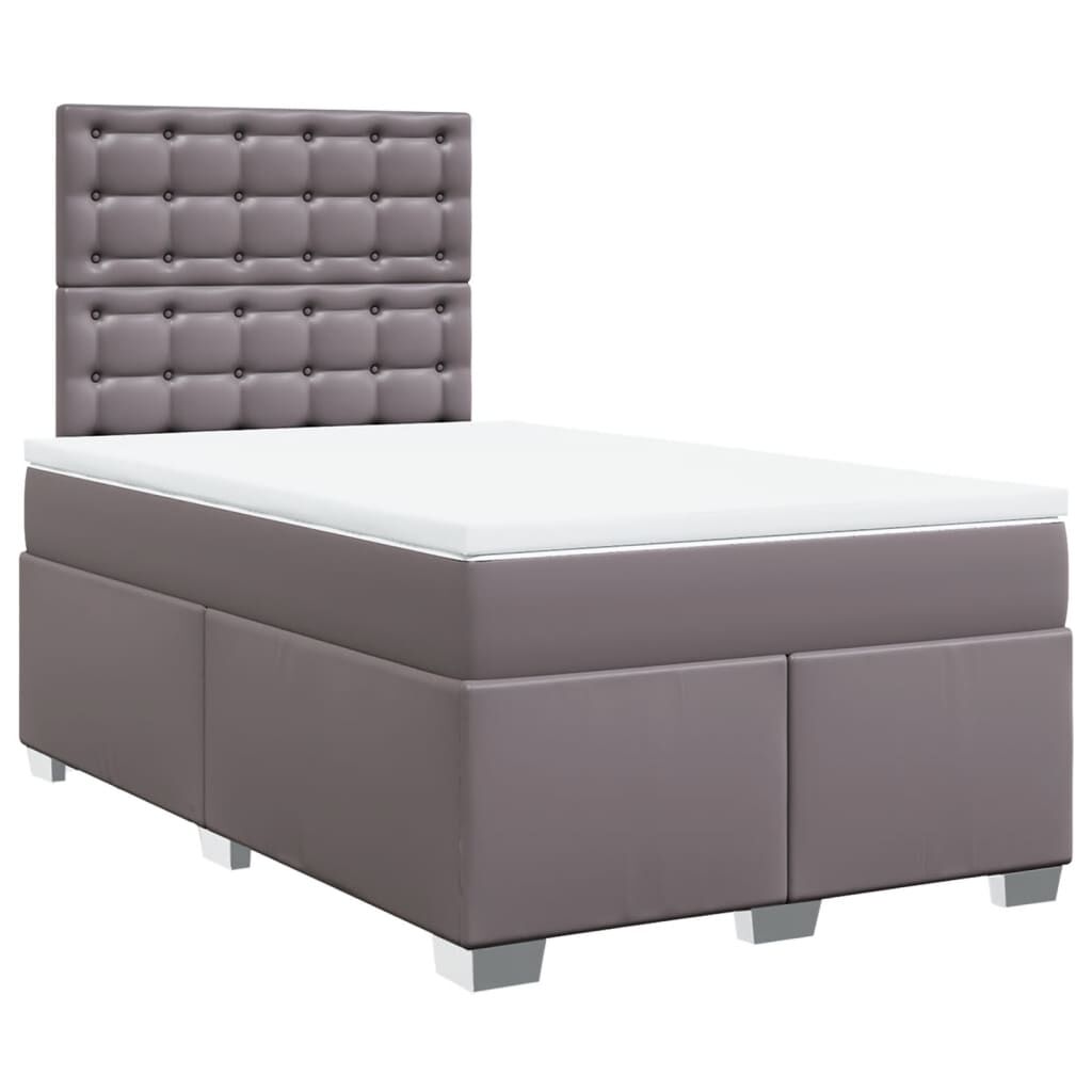 vidaXL Κρεβάτι Boxspring με Στρώμα Γκρι 120x190εκ. από Συνθετικό Δέρμα