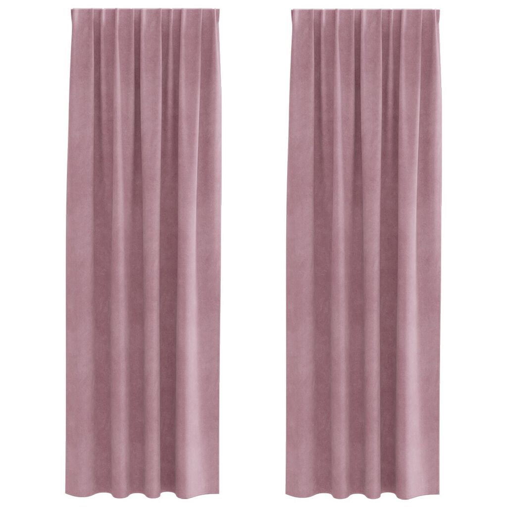 Curtains Blackout vidaXL με Ταινία κορυφής 2 τμχ Ροζ βελούδο
