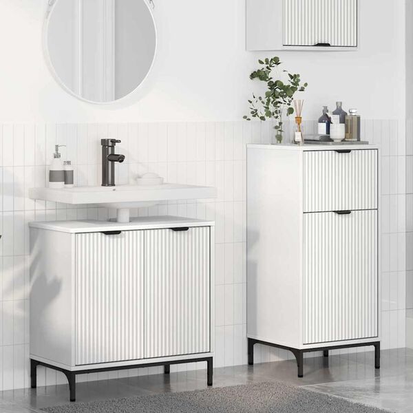 vidaXL Σετ Επίπλων Μπάνιου με συρτάρι 2 pcs Λευκό 39.5 x 36 x 88 εκ