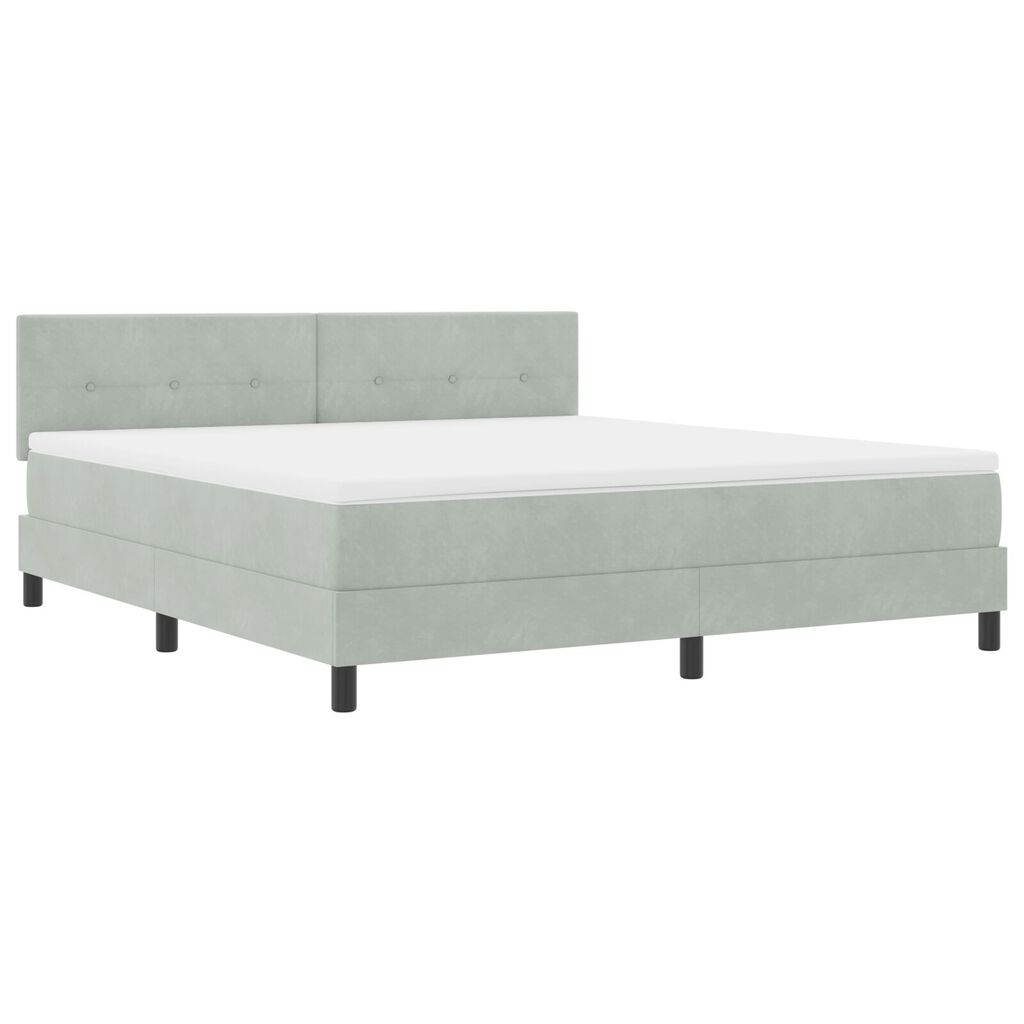 Κρεβάτι Box Spring με Στρώμα vidaXL Γκρι Ανοιχτό Σούπερ Κάτω από Βελούδο