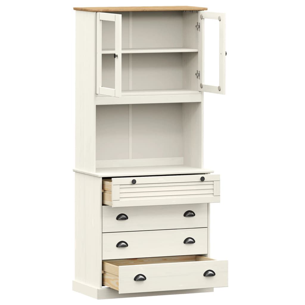 vidaXL Βιτρίνα VIGO Λευκή 80 x 40 x 176 εκ. από Μασίφ Ξύλο Πεύκου