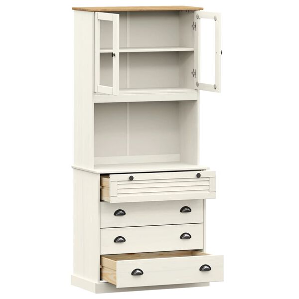 vidaXL Βιτρίνα VIGO Λευκή 80 x 40 x 176 εκ. από Μασίφ Ξύλο Πεύκου