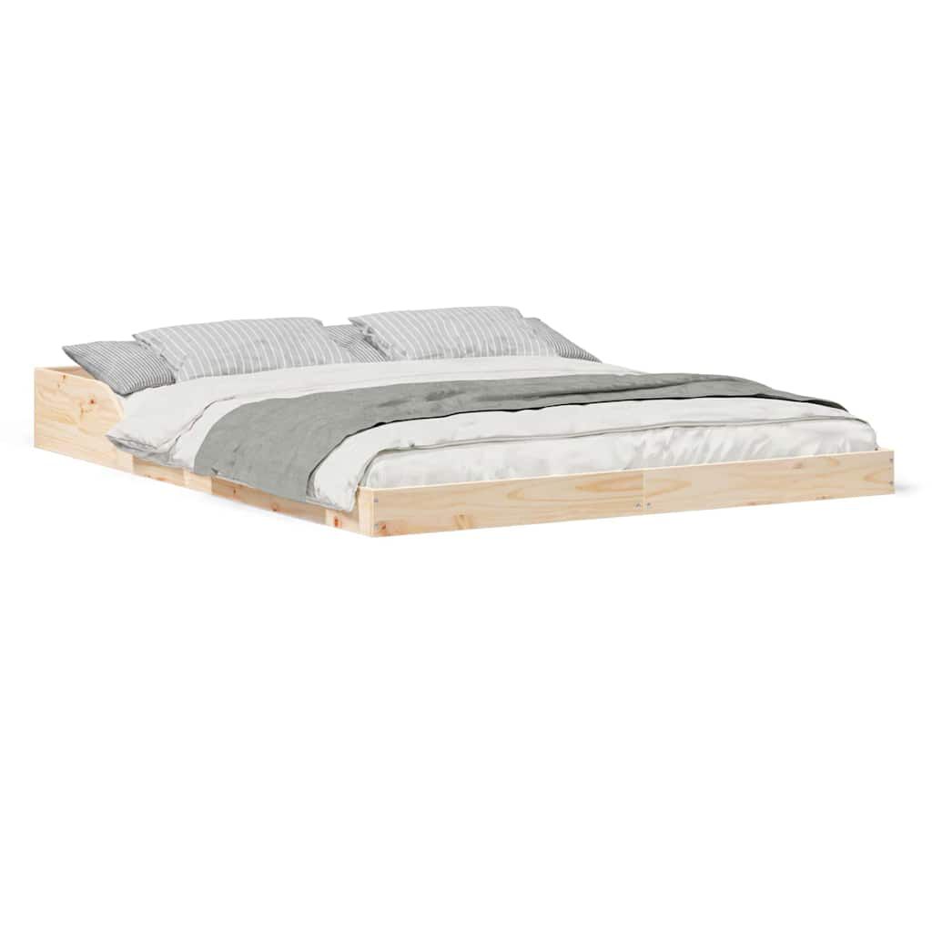 vidaXL Σκελετός Κρεβατιού Καφέ 140 x 200 cm Μασίφ ξύλο πεύκου