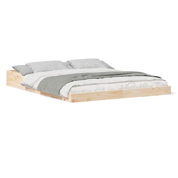 vidaXL Σκελετός Κρεβατιού Καφέ 140 x 200 cm Μασίφ ξύλο πεύκου