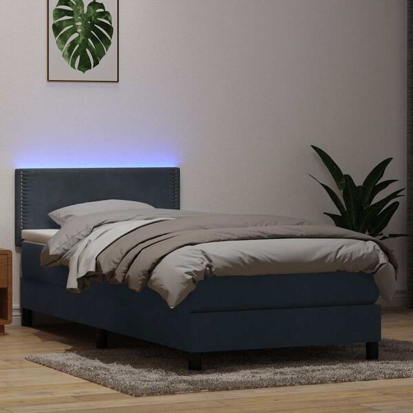 vidaXL &Kappa;&rho;&epsilon;&beta;ά&tau;&iota; Boxspring &mu;&epsilon; &Sigma;&tau;&rho;ώ&mu;&alpha; & LED &Sigma;&kappa;&omicron;ύ&rho;&omicron; &Gamma;&kappa;&rho;&iota; 80x220 &epsilon;&kappa;. &Beta;&epsilon;&lambda;&omicron;ύ&delta;&iota;&nu;&omicron;