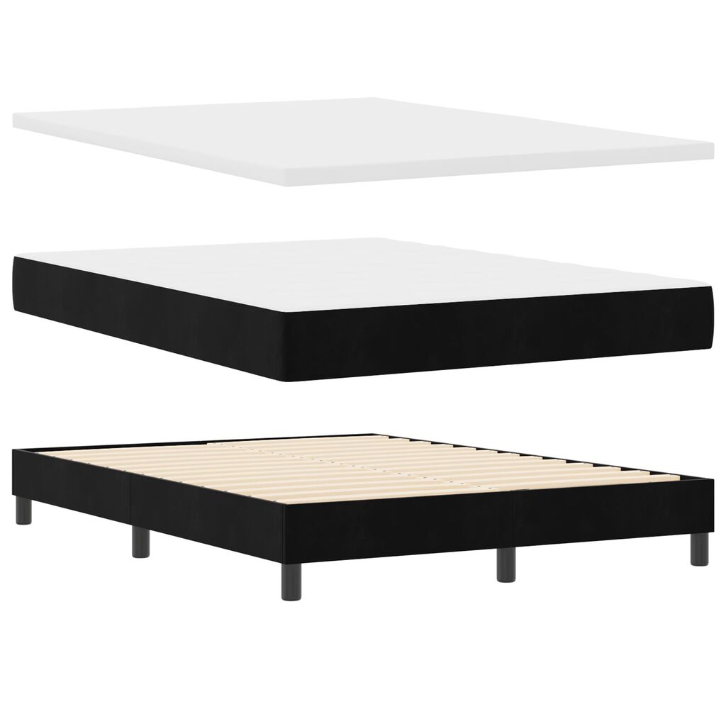 κρεβάτι box spring vidaXL με στρώμα Μαύρο 140x200 εκ. Βελούδο