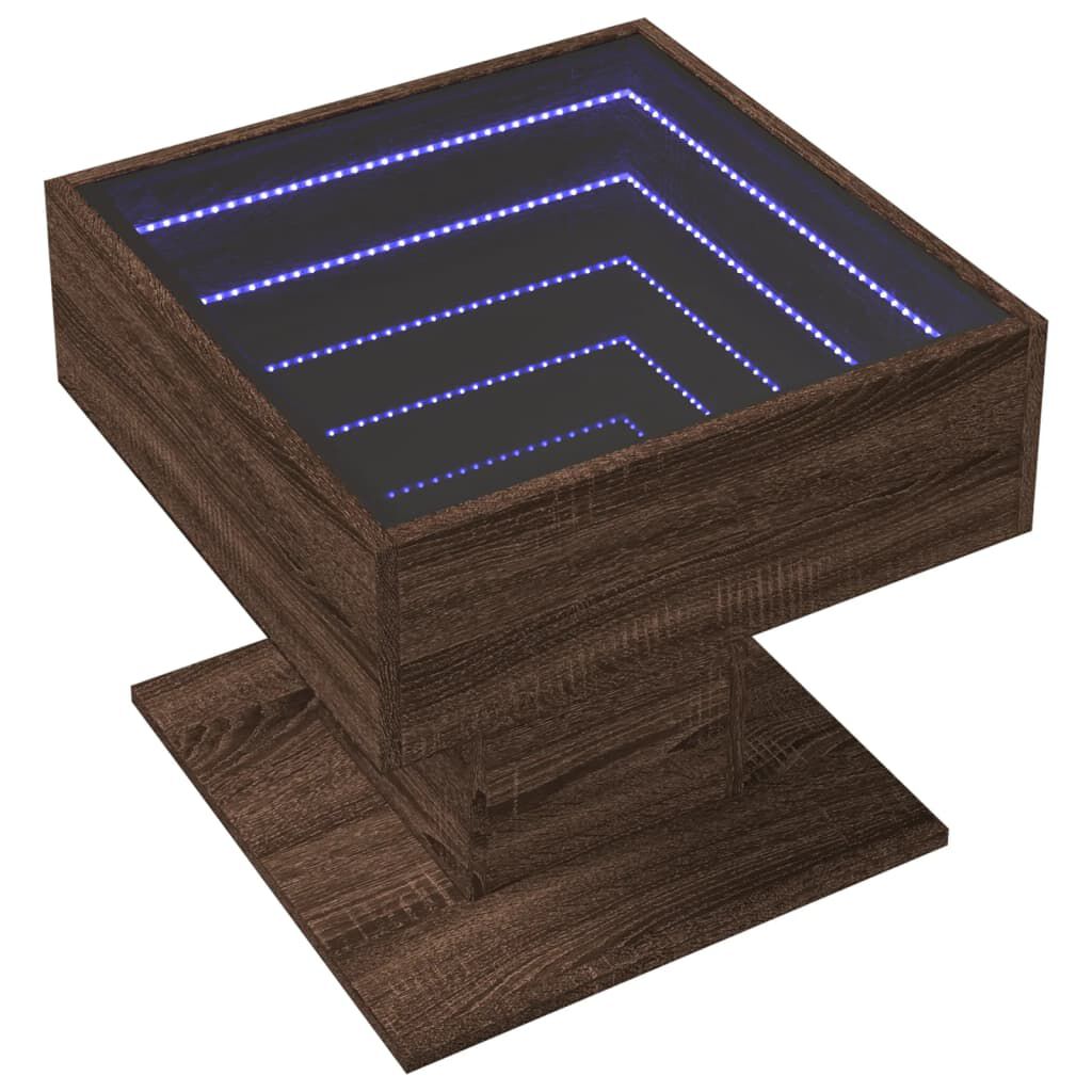 vidaXL Τραπεζάκι Σαλονιού με LED Δρυς 50x50x45 εκ. Επεξεργασμένο Ξύλο