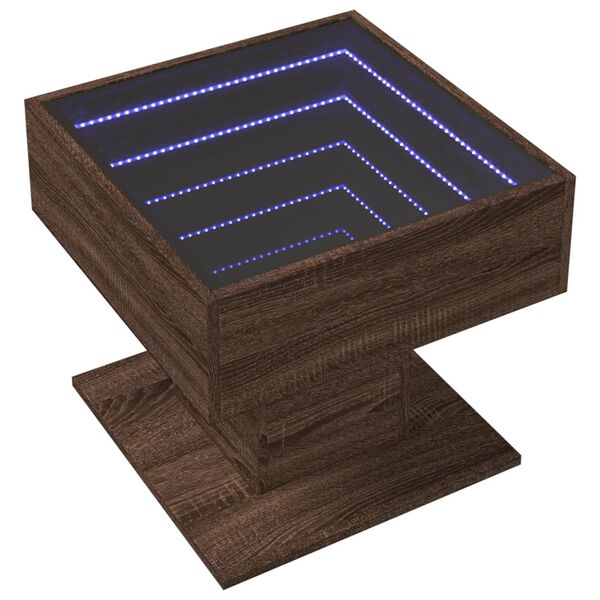 vidaXL Τραπεζάκι Σαλονιού με LED Δρυς 50x50x45 εκ. Επεξεργασμένο Ξύλο