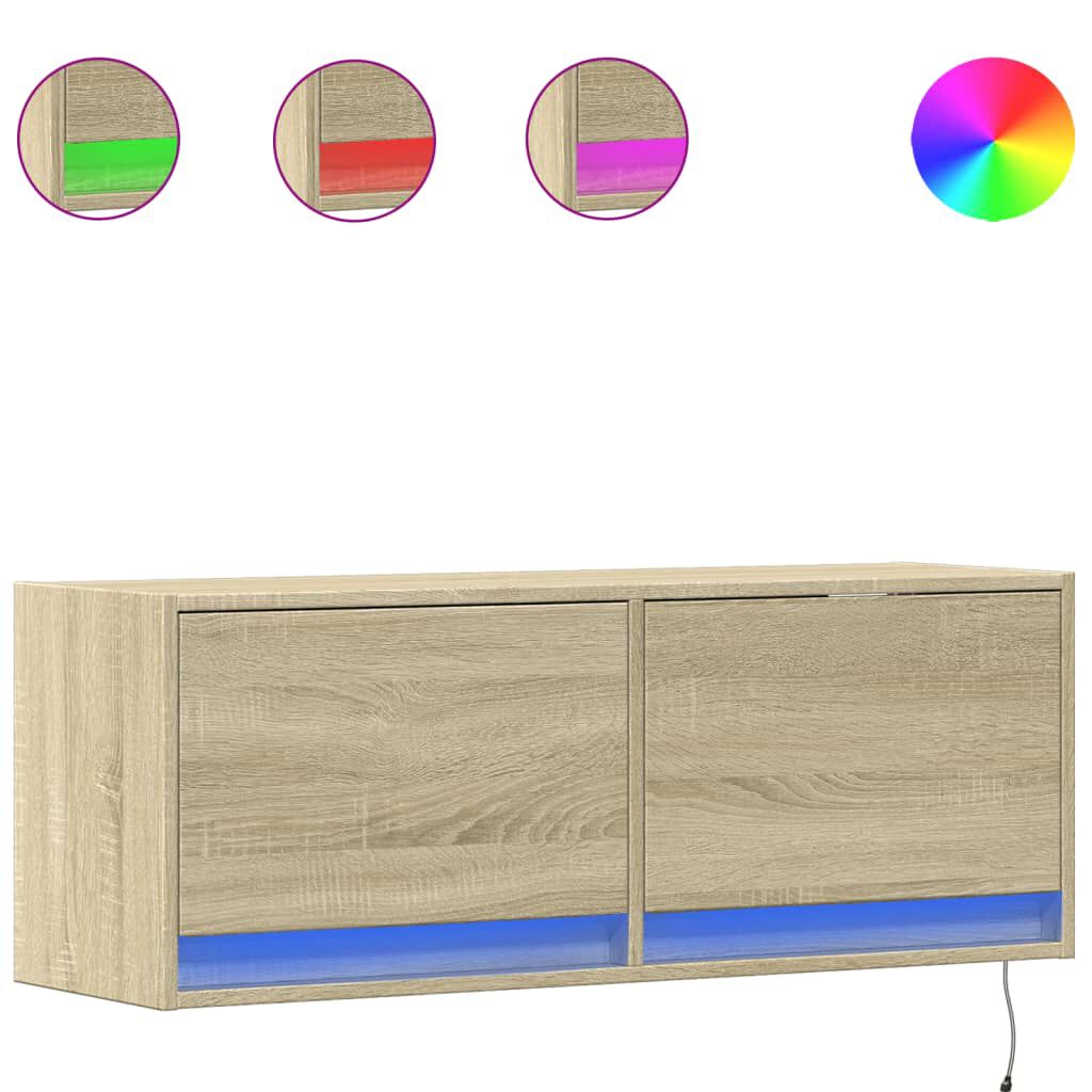 vidaXL Έπιπλο Τοίχου Τηλεόρασης με LED Sonoma Δρυς 100x31x38 εκ.