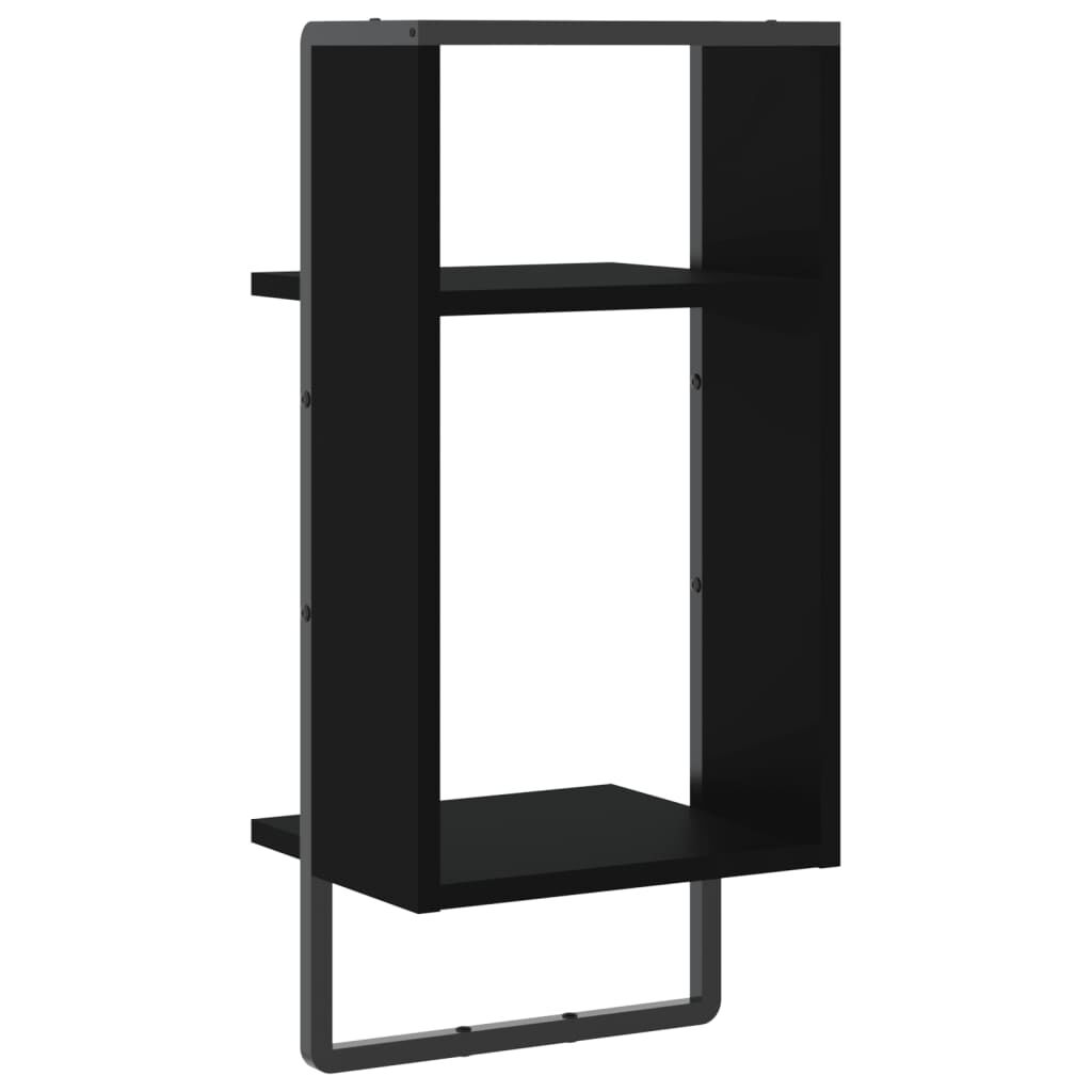 vidaXL Ράφι Τοίχου με Μπάρα Μαύρο 30 x 25 x 65 εκ.
