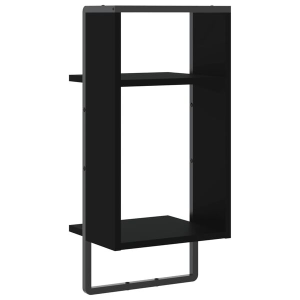 vidaXL Ράφι Τοίχου με Μπάρα Μαύρο 30 x 25 x 65 εκ.