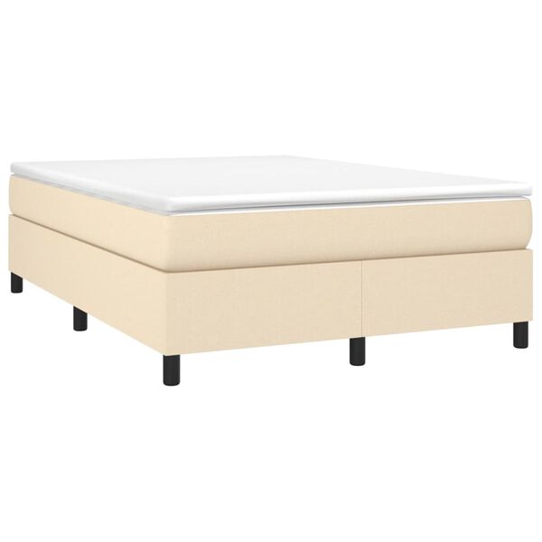 vidaXL Κρεβάτι Boxspring με Στρώμα Κρεμ 140x200 εκ. Υφασμάτινο