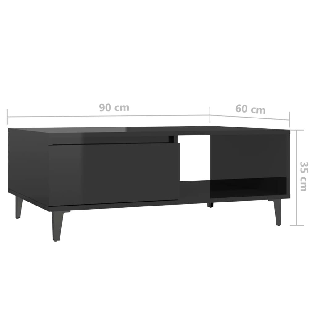 vidaXL Τραπεζάκι Σαλονιού Γυαλιστερό Μαύρο 90x60x35 εκ. Μοριοσανίδα