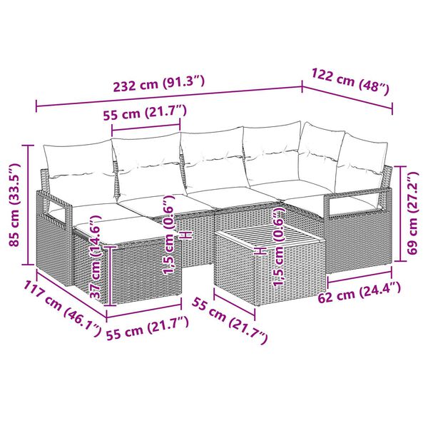 vidaXL Σετ Καναπέ Κήπου 7 pcs Μπεζ και λευκό