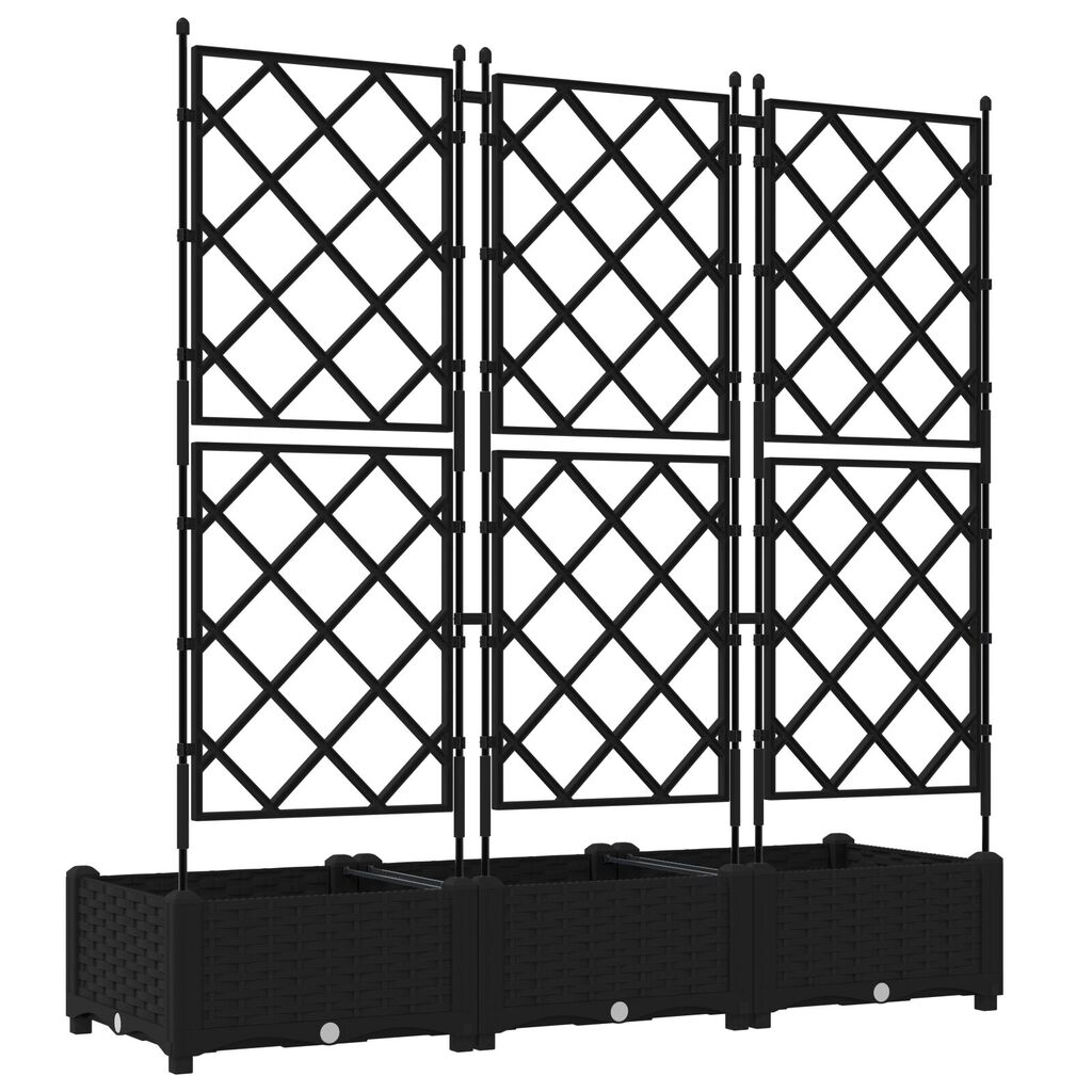 vidaXL Γλάστρα Κήπου με Πλέγμα 3 τεμ Μαύρη 120x40x125.5 εκ.