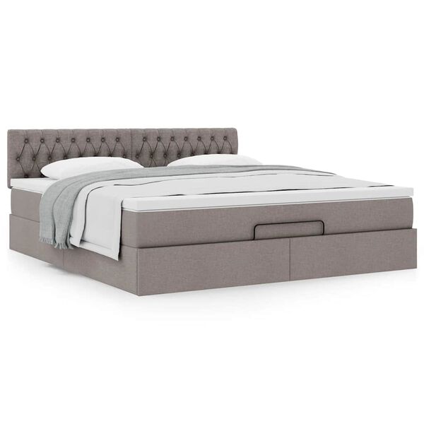vidaXL Οθωμανικό κρεβάτι με στρώμα Taupe 180x200cm ύφασμα