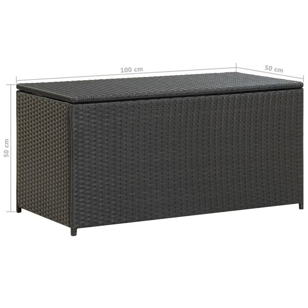 vidaXL Κουτί Αποθήκευσης Κήπου Μαύρο 100x50x50 εκ. από Συνθετικό Ρατάν